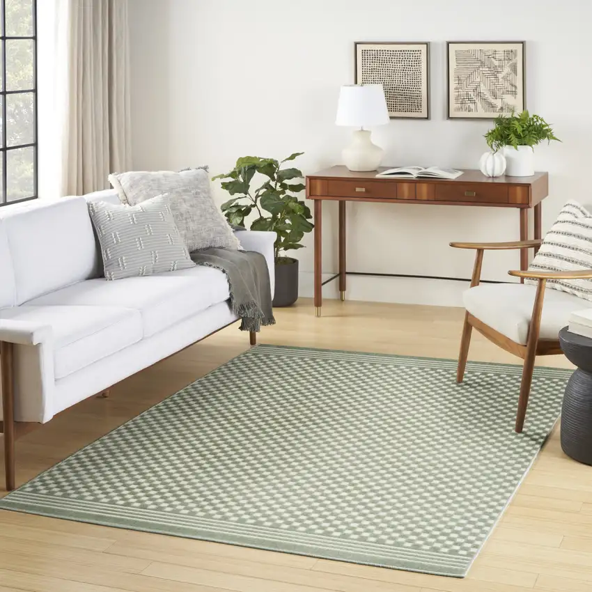Green Geometric Area Rug Photo 5