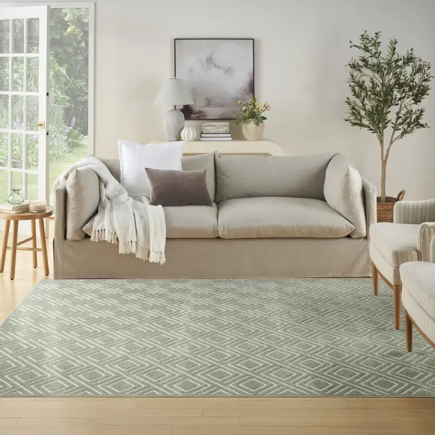 Green Geometric Area Rug Photo 3