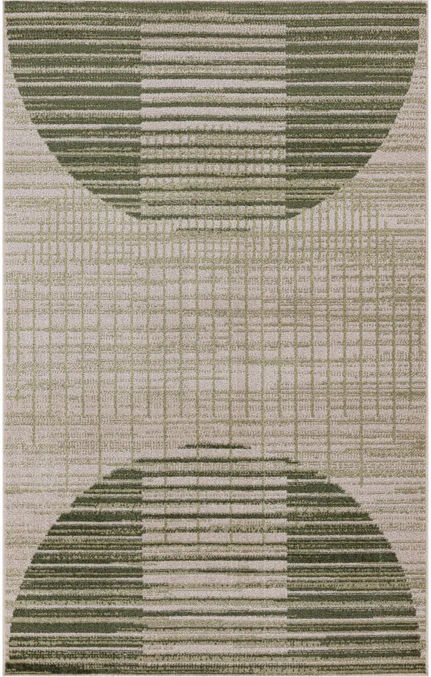 Green Geometric Power Loom Area Rug Photo 8