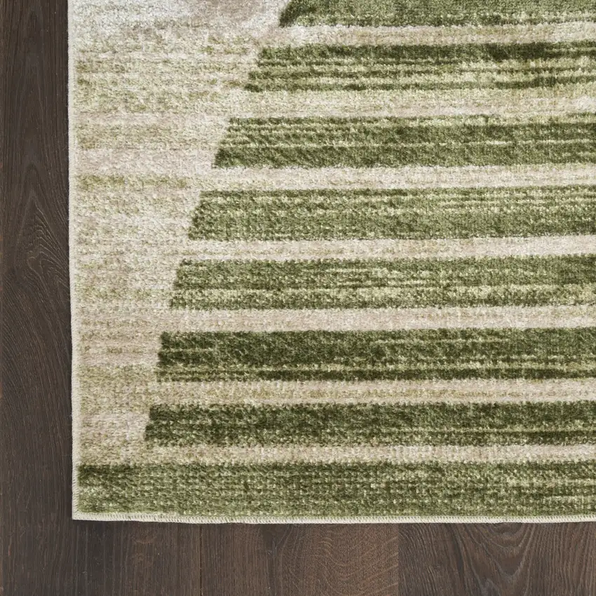 Green Geometric Power Loom Area Rug Photo 7
