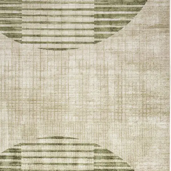 Green Geometric Power Loom Area Rug Photo 9