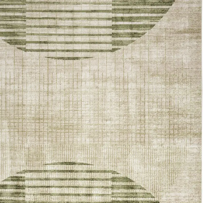 Green Geometric Power Loom Area Rug Photo 9