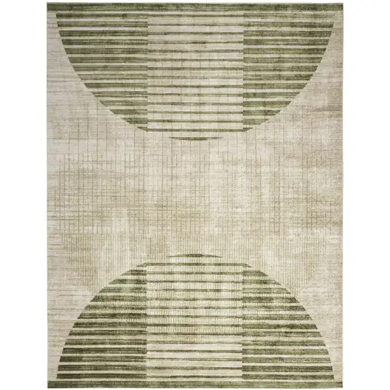 Green Geometric Power Loom Area Rug Photo 8