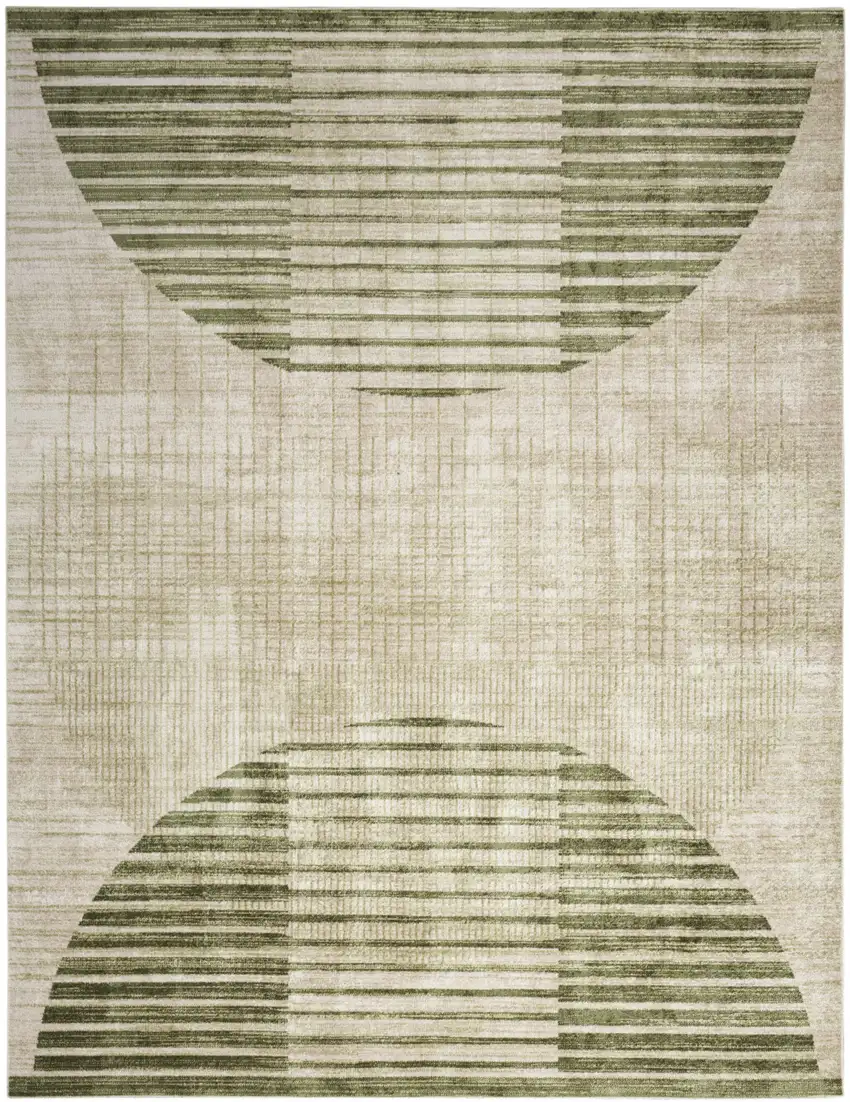Green Geometric Power Loom Area Rug Photo 8