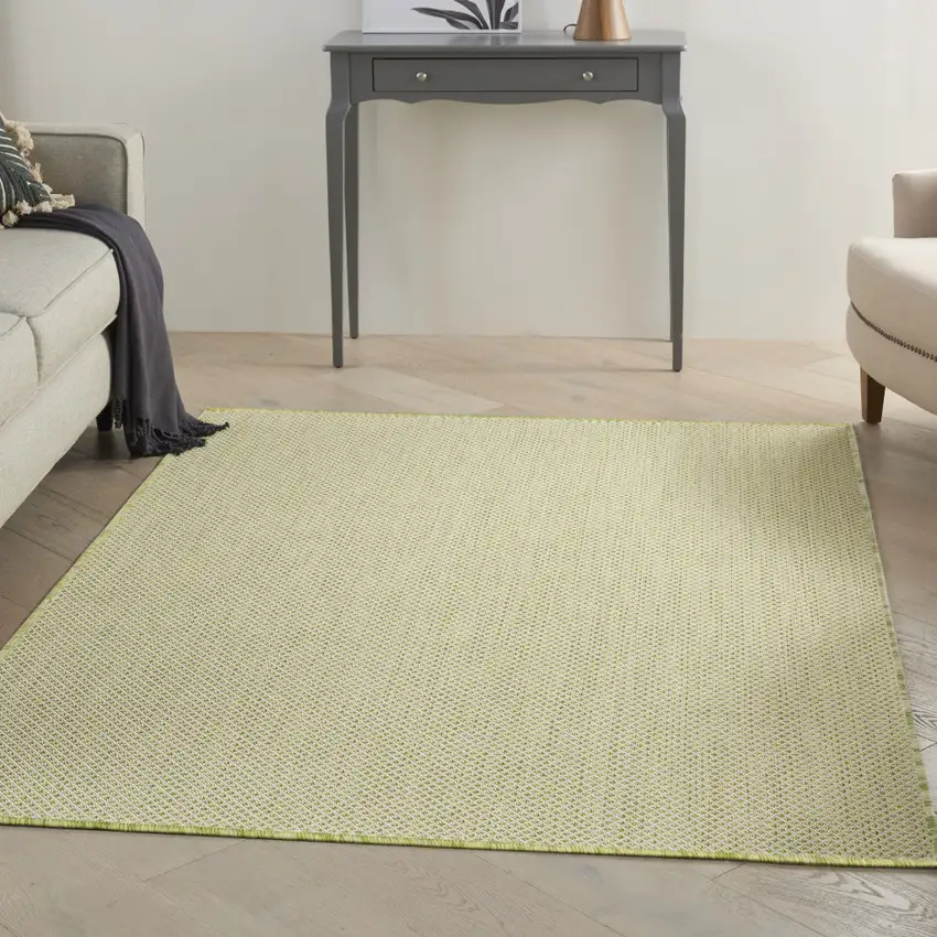 Green Geometric Power Loom Area Rug Photo 4