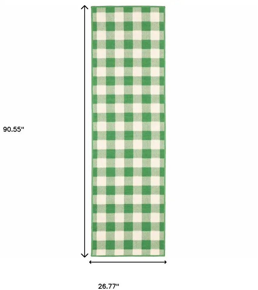 Green Geometric Stain Resistant Indoor Outdoor Area Rug Photo 5