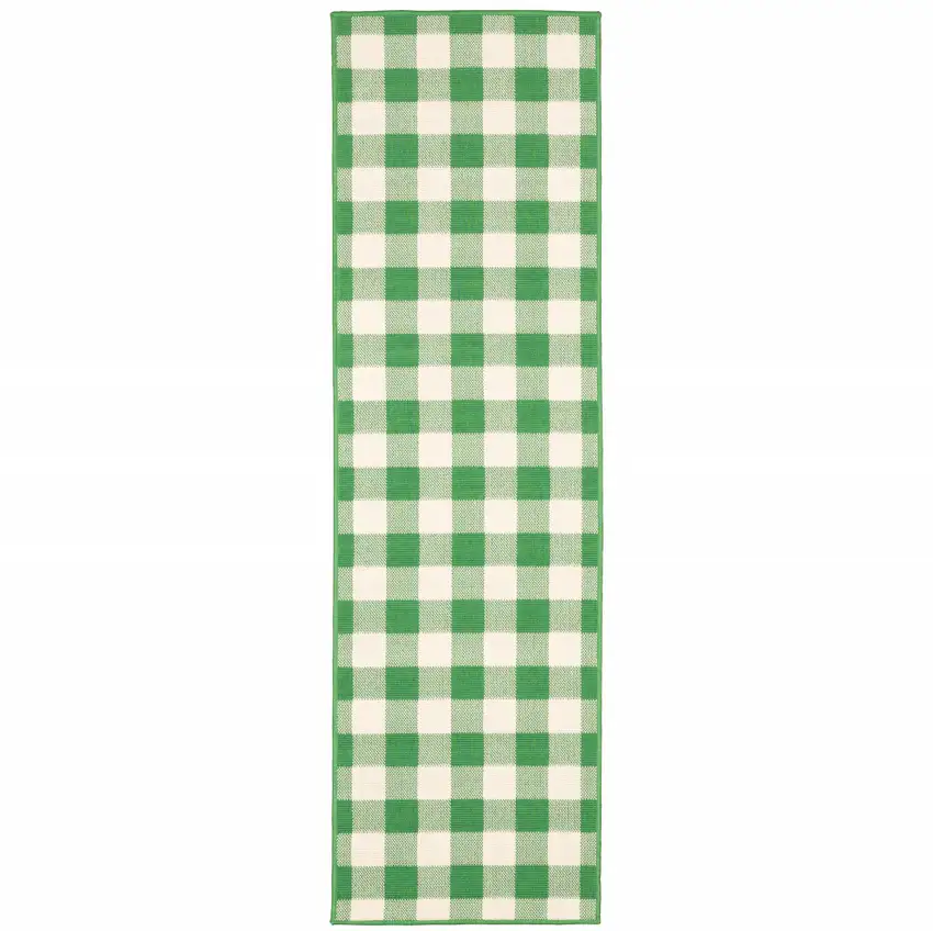 Green Geometric Stain Resistant Indoor Outdoor Area Rug Photo 1