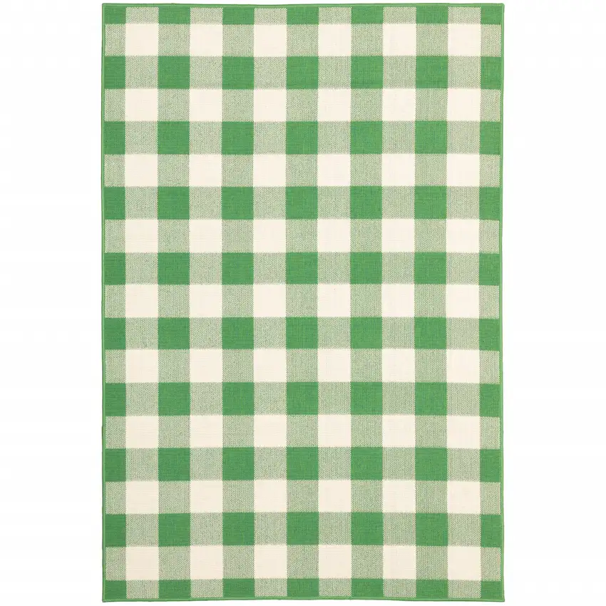 Green Geometric Stain Resistant Indoor Outdoor Area Rug Photo 1