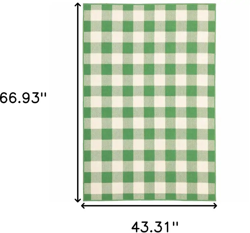 Green Geometric Stain Resistant Indoor Outdoor Area Rug Photo 6