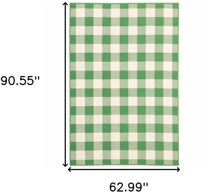 Green Geometric Stain Resistant Indoor Outdoor Area Rug Photo 6