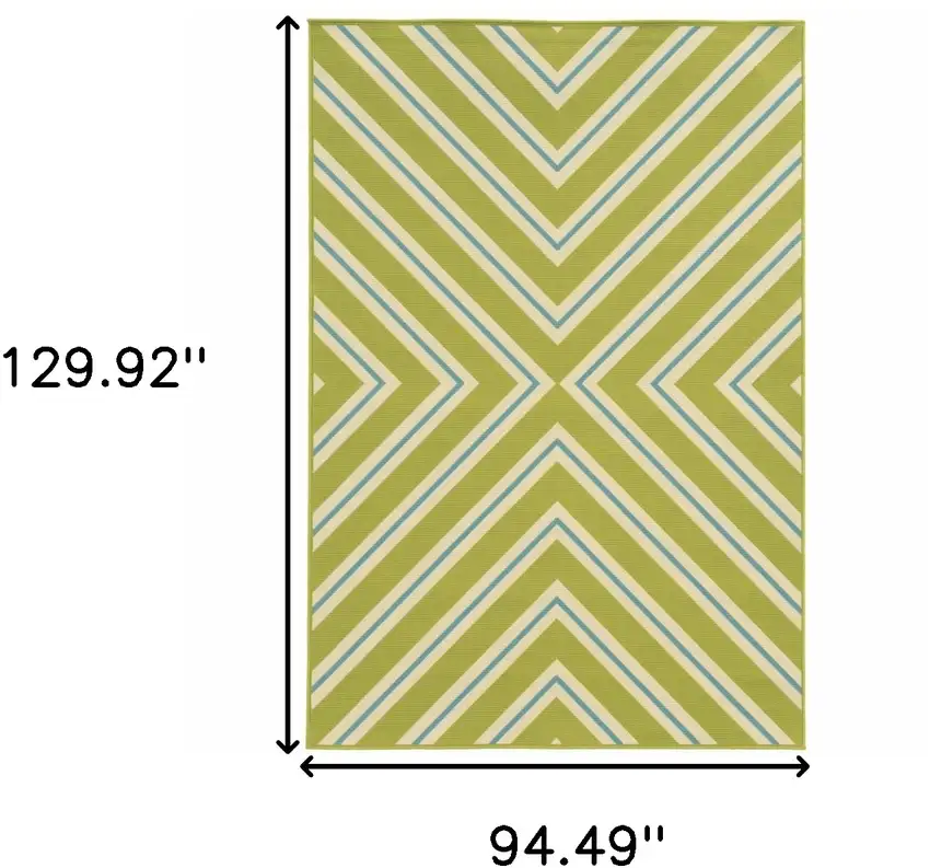 Green Geometric Stain Resistant Indoor Outdoor Area Rug Photo 5