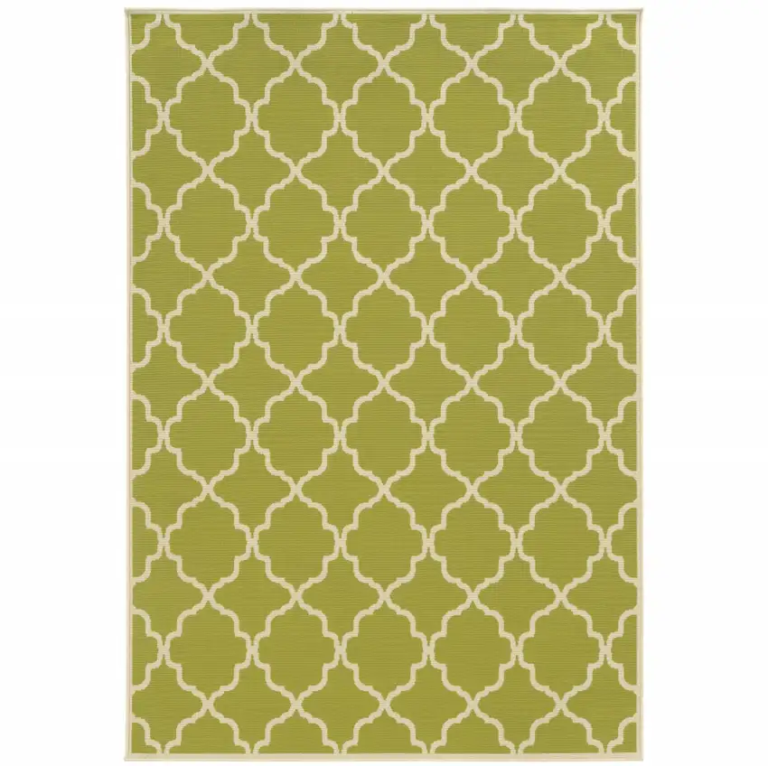 Green Geometric Stain Resistant Indoor Outdoor Area Rug Photo 1