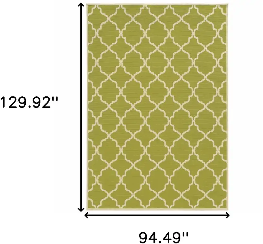 Green Geometric Stain Resistant Indoor Outdoor Area Rug Photo 5