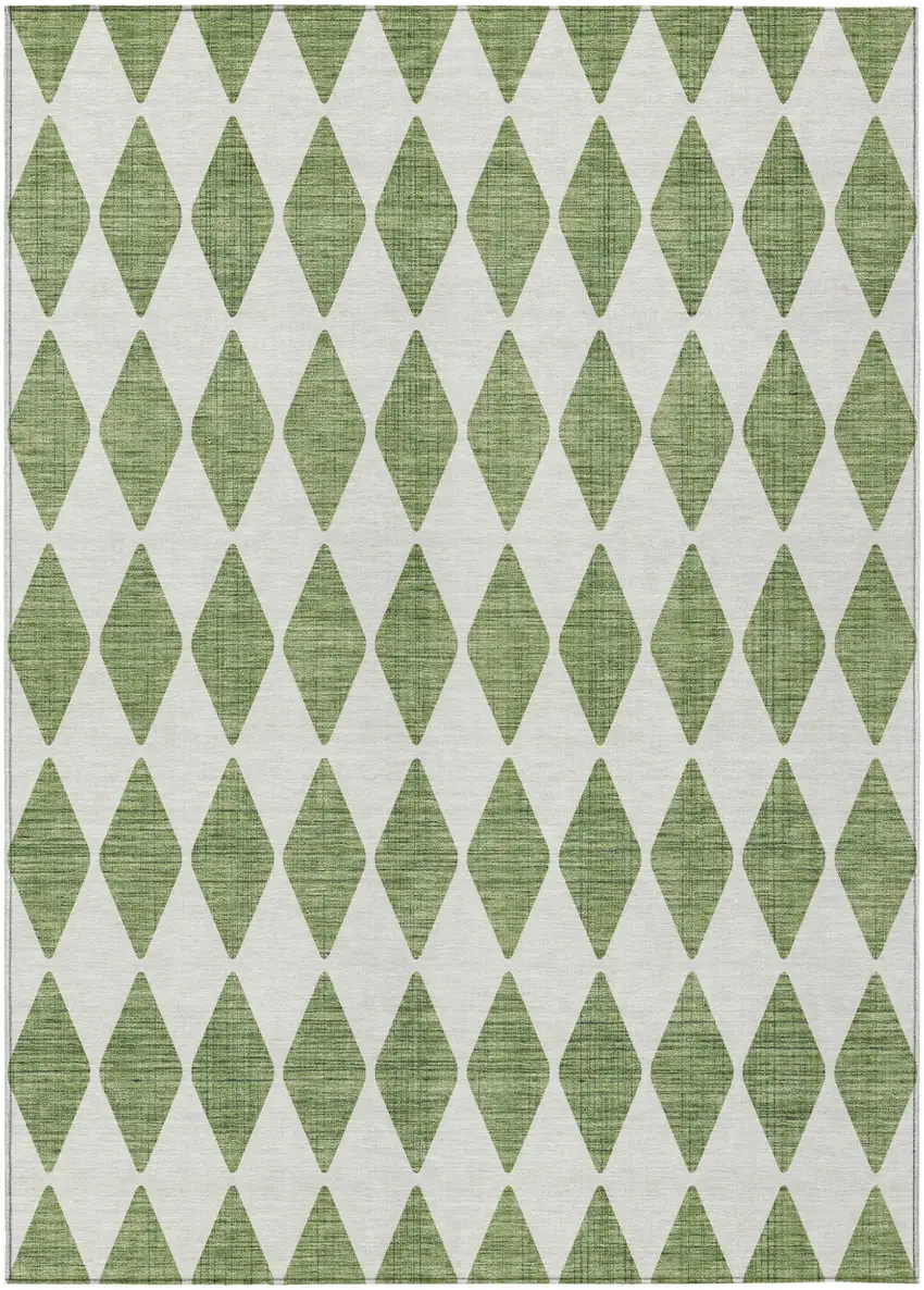 Green Geometric Washable Indoor Outdoor Area Rug Photo 2
