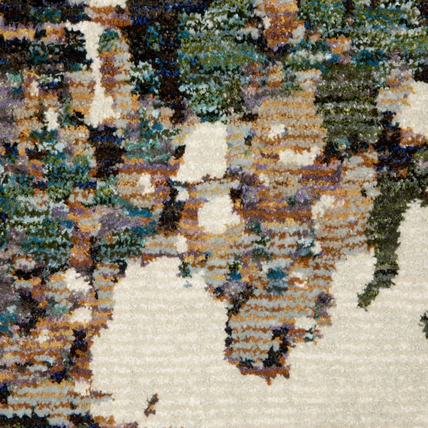 Blue and Ivory Abstract Power Loom Area Rug Photo 9