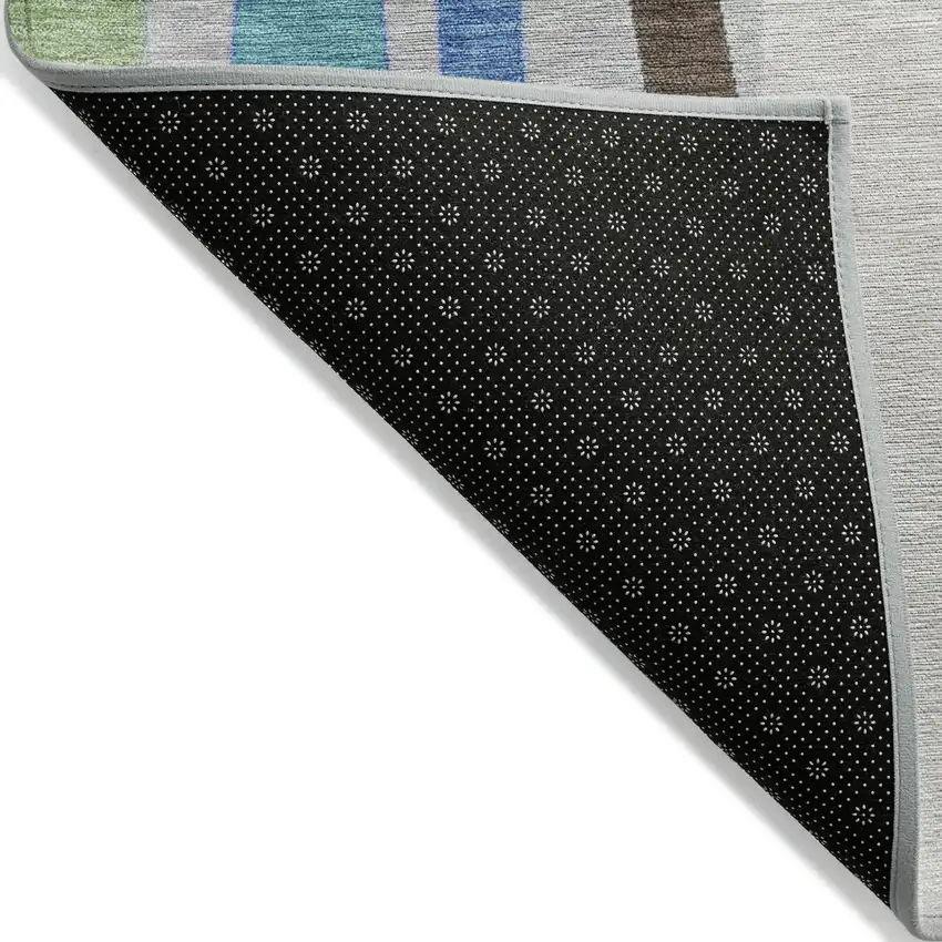 Green Gold And Blue Striped Washable Indoor Outdoor Area Rug Photo 6