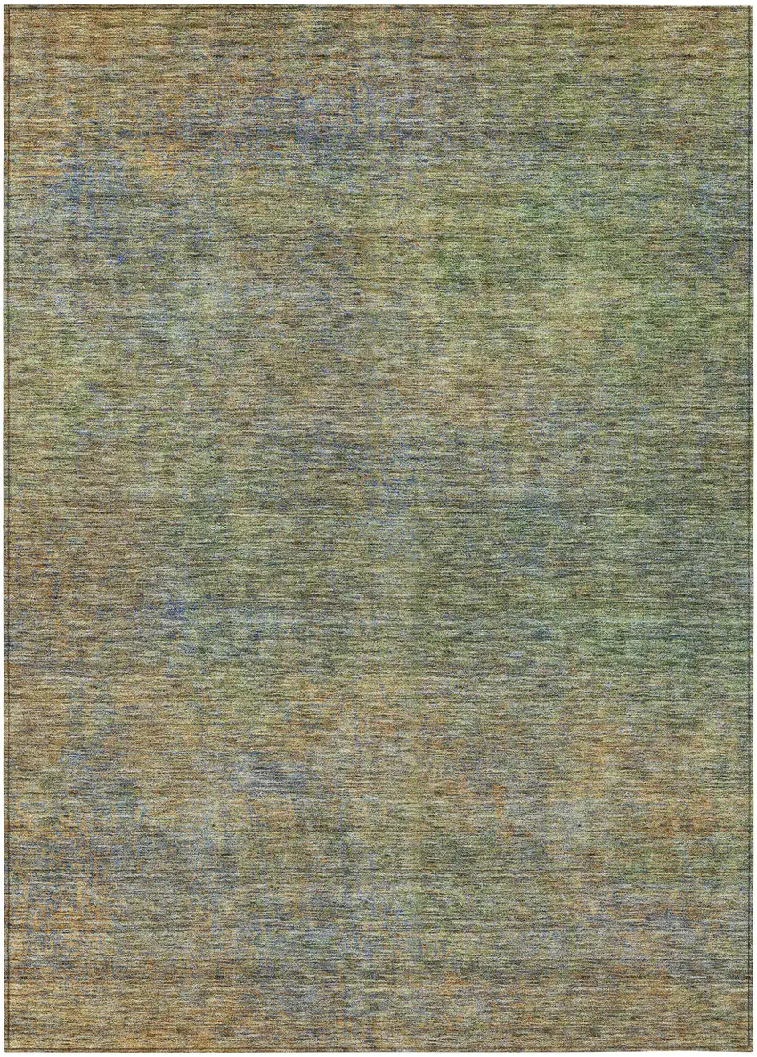 Green Gold And Charcoal Abstract Washable Indoor Outdoor Area Rug Photo 2