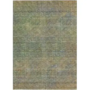 Photo of Green Gold And Charcoal Abstract Washable Indoor Outdoor Area Rug