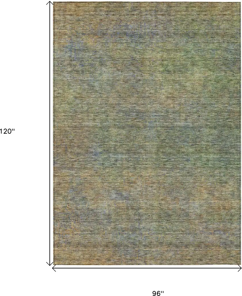 Green Gold And Charcoal Abstract Washable Indoor Outdoor Area Rug Photo 3