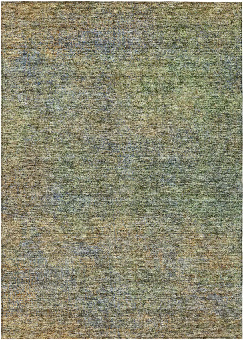 Green Gold And Charcoal Abstract Washable Indoor Outdoor Area Rug Photo 2