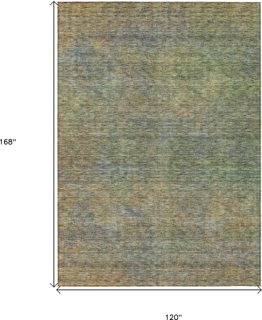 Green Gold And Charcoal Abstract Washable Indoor Outdoor Area Rug Photo 3