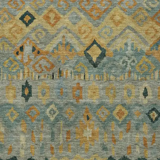 Green Gold And Copper Geometric Washable Indoor Outdoor Area Rug Photo 8