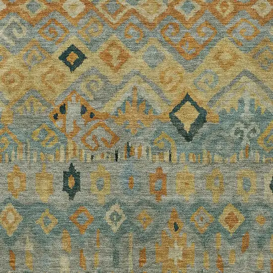 Green Gold And Copper Geometric Washable Indoor Outdoor Area Rug Photo 8