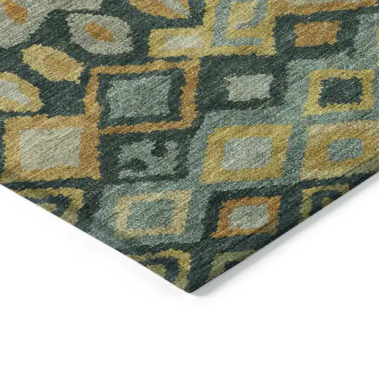 Green Gold And Copper Geometric Washable Indoor Outdoor Area Rug Photo 7