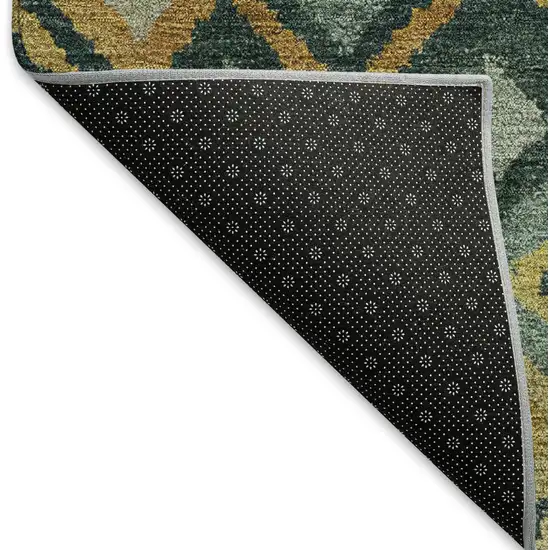 Green Gold And Copper Geometric Washable Indoor Outdoor Area Rug Photo 4