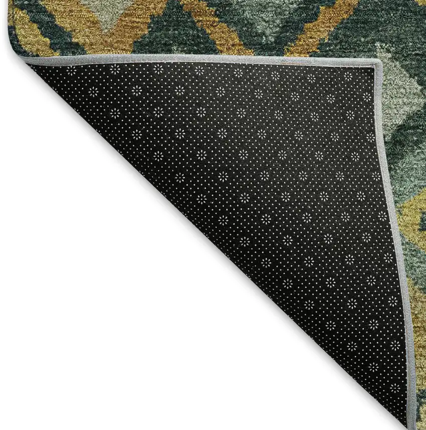 Green Gold And Copper Geometric Washable Indoor Outdoor Area Rug Photo 4