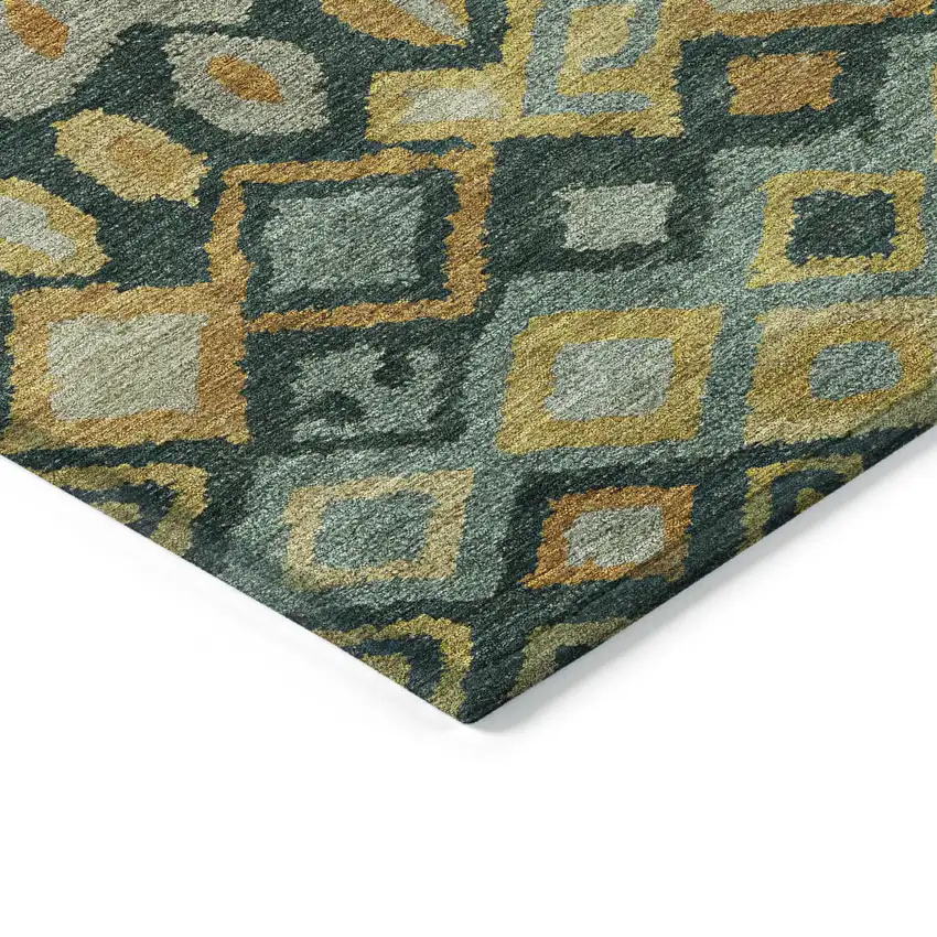 Green Gold And Copper Geometric Washable Indoor Outdoor Area Rug Photo 7