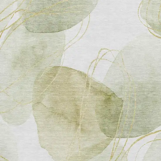 Green Gold And Ivory Abstract Washable Area Rug With UV Protection Photo 3