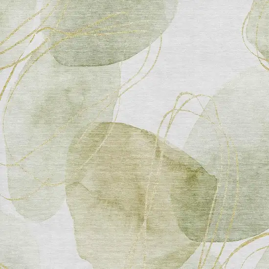 Green Gold And Ivory Abstract Washable Area Rug With UV Protection Photo 8
