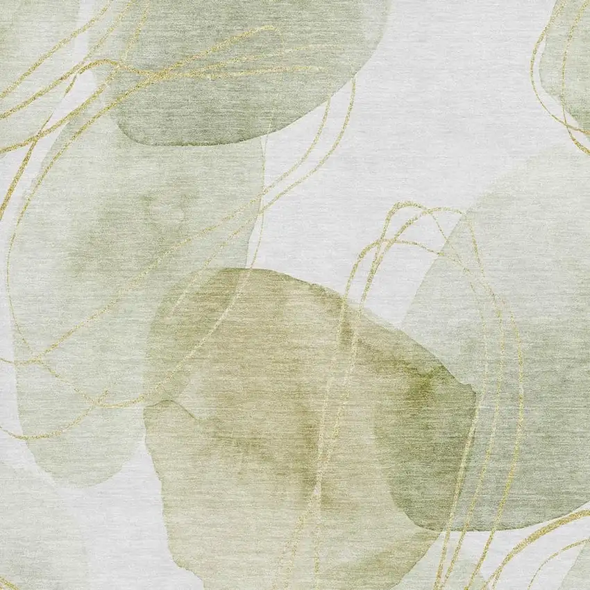 Green Gold And Ivory Abstract Washable Area Rug With UV Protection Photo 8
