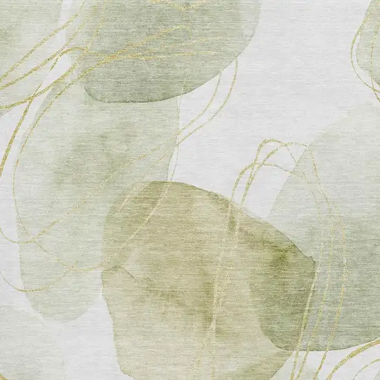 Green Gold And Ivory Abstract Washable Area Rug With UV Protection Photo 3
