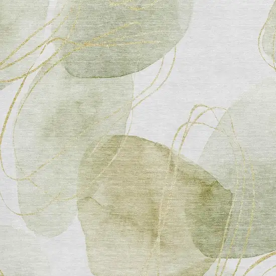 Green Gold And Ivory Abstract Washable Area Rug With UV Protection Photo 8