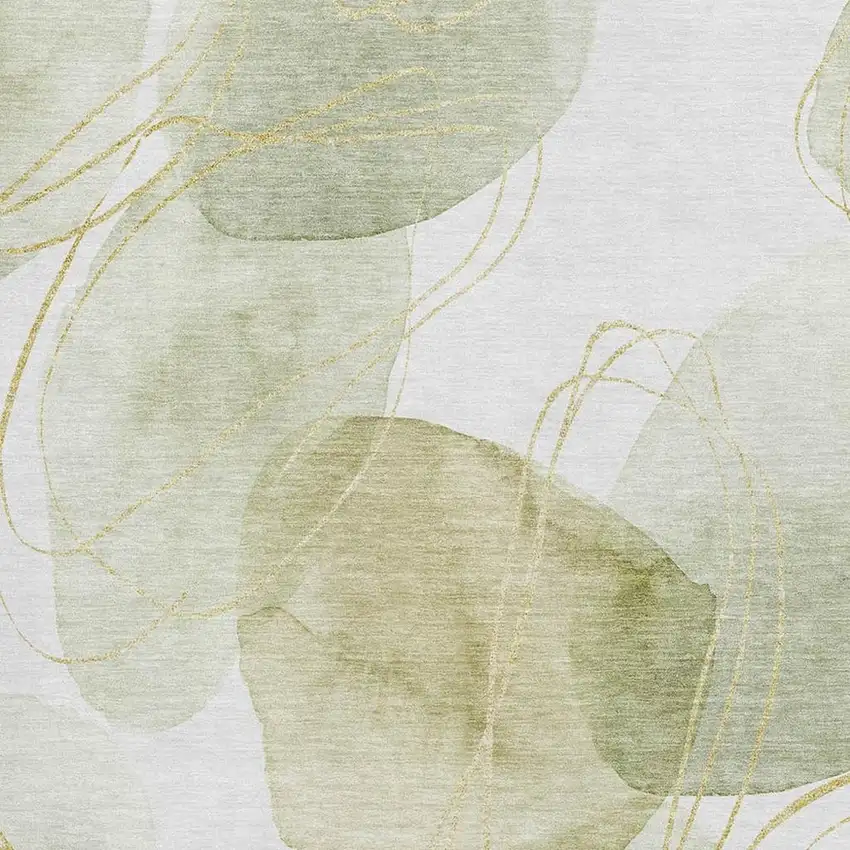 Green Gold And Ivory Abstract Washable Area Rug With UV Protection Photo 8