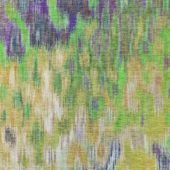 Green Gold And Ivory Abstract Washable Indoor Outdoor Area Rug Photo 4