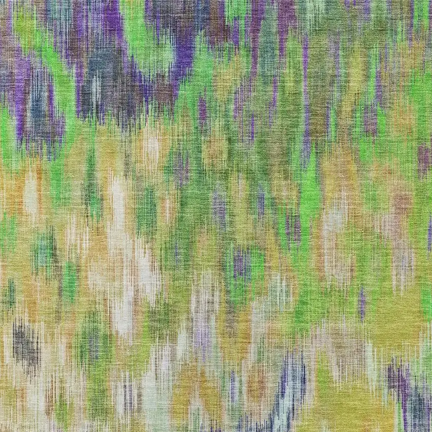 Green Gold And Ivory Abstract Washable Indoor Outdoor Area Rug Photo 4