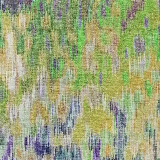 Green Gold And Ivory Abstract Washable Indoor Outdoor Area Rug Photo 4