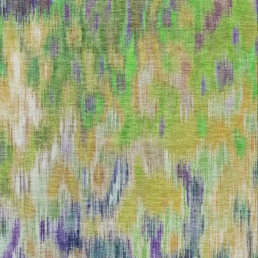 Green Gold And Ivory Abstract Washable Indoor Outdoor Area Rug Photo 4