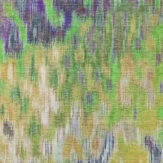 Green Gold And Ivory Abstract Washable Indoor Outdoor Area Rug Photo 5