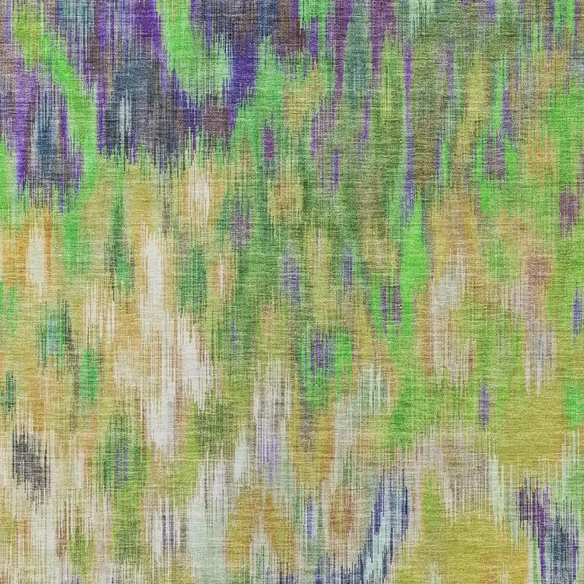 Green Gold And Ivory Abstract Washable Indoor Outdoor Area Rug Photo 5