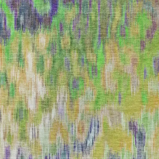 Green Gold And Ivory Abstract Washable Indoor Outdoor Area Rug Photo 4