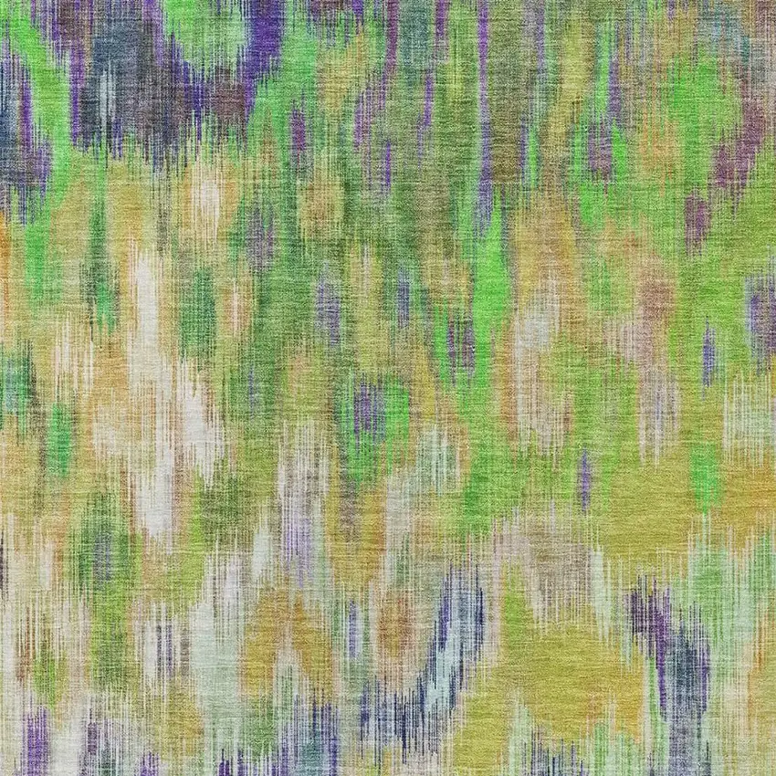 Green Gold And Ivory Abstract Washable Indoor Outdoor Area Rug Photo 4