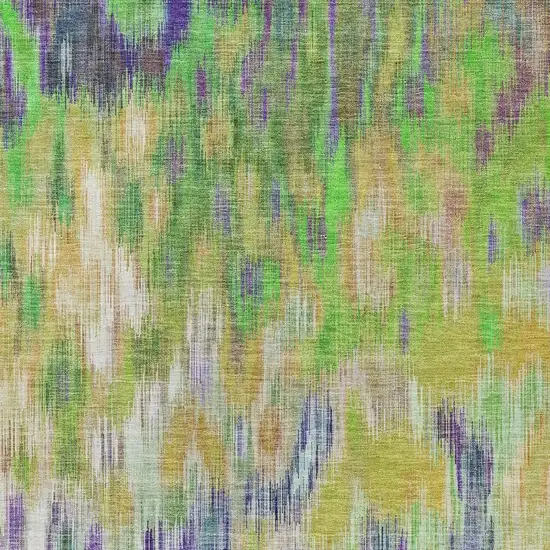 Green Gold And Ivory Abstract Washable Indoor Outdoor Area Rug Photo 4