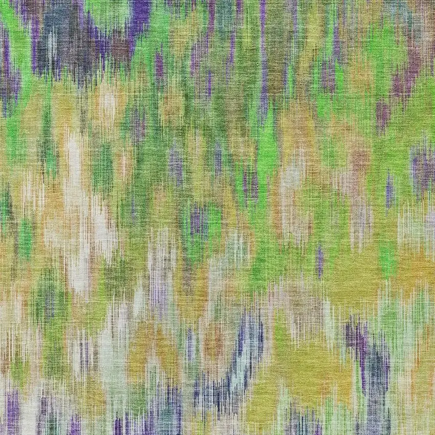 Green Gold And Ivory Abstract Washable Indoor Outdoor Area Rug Photo 4