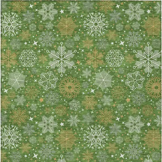 Green Gold And Ivory Medallion Washable Indoor Outdoor Area Rug Photo 9