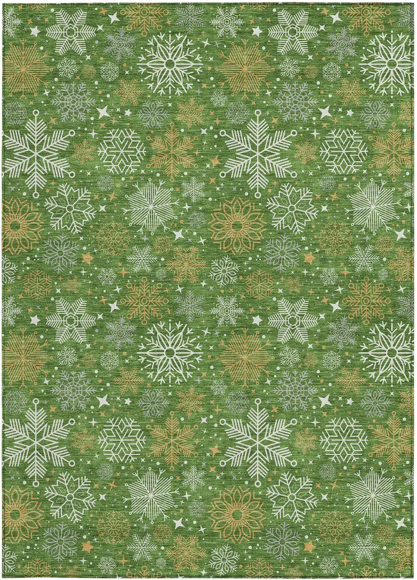 Green Gold And Ivory Medallion Washable Indoor Outdoor Area Rug Photo 3