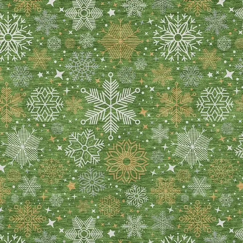 Green Gold And Ivory Medallion Washable Indoor Outdoor Area Rug Photo 4